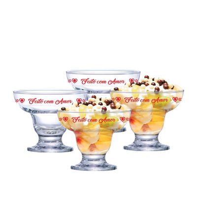 Jogo de Taças para Sobremesa Ruvolo Cancun "Feito com Amor" 4 Peças 300ml