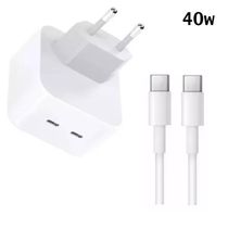 Carregador Turbo Duplo Type-C Para Galaxy S10 S20 S21 S22 Plus 40w
