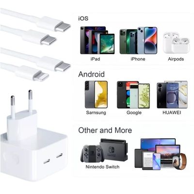 Carregador Turbo Duplo Type-C Para Galaxy S10 S20 S21 S22 Plus 40w