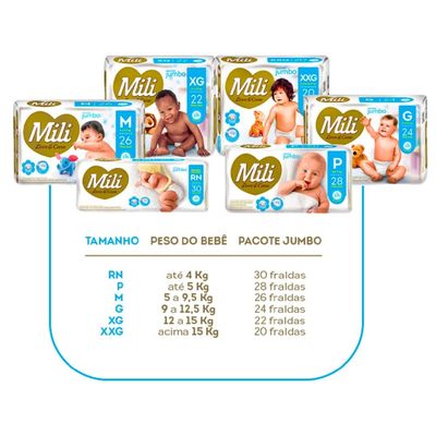 Fralda Descartável MILI Love&Care Tam: G  3 Pacotes c/ 24