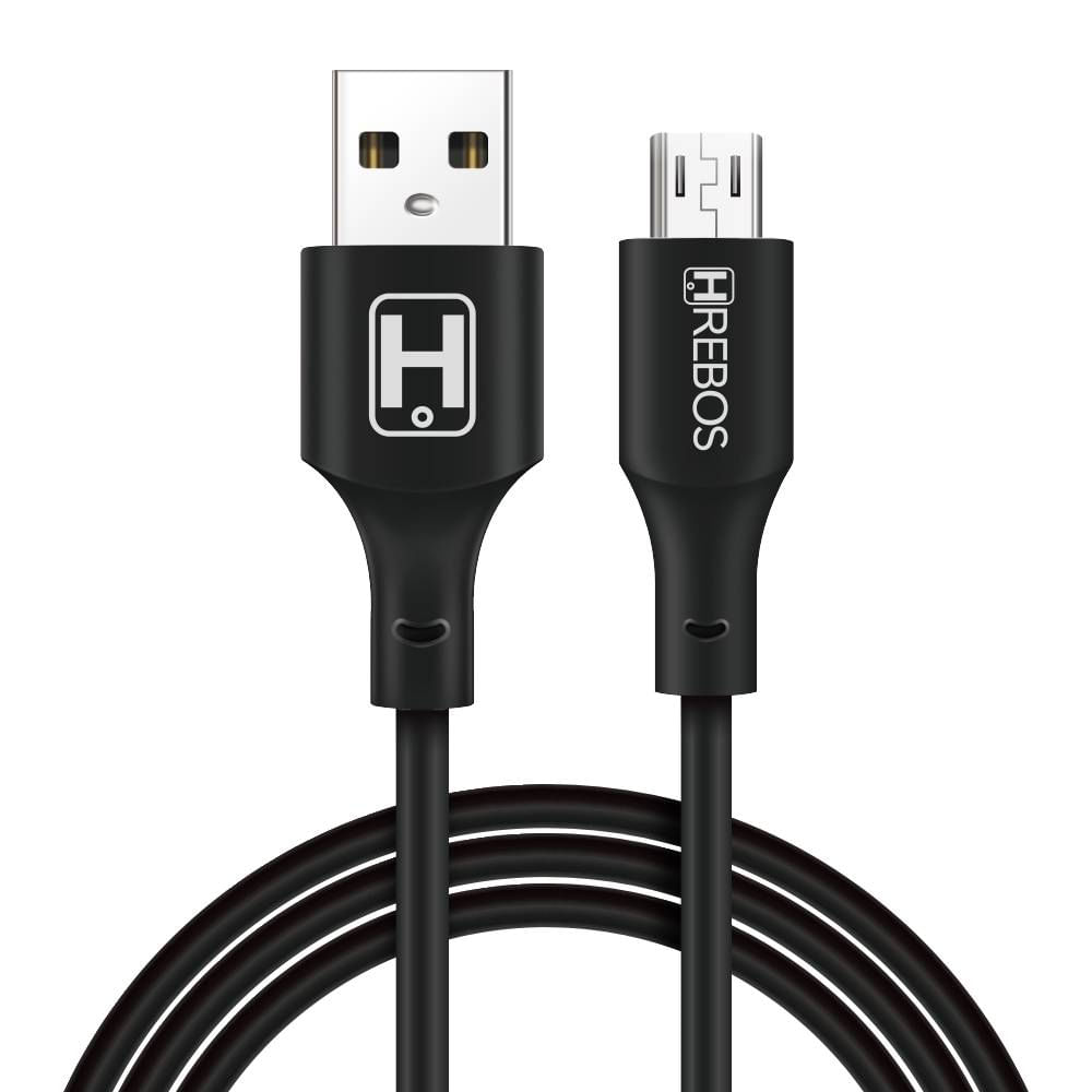 Kit 10 Cabos Carregador Celular Usb Turbo Rápido 15W Transferência Dados Hrebos HS-551 Micro USB V8 Cabo Reforçado Branco E Preto