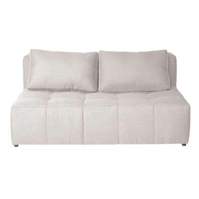 Sofá Modular 2 Lugares com Puff Soho Linho Cru