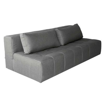 Sofá Modular 3 Lugares com Puff Soho Linho Cinza