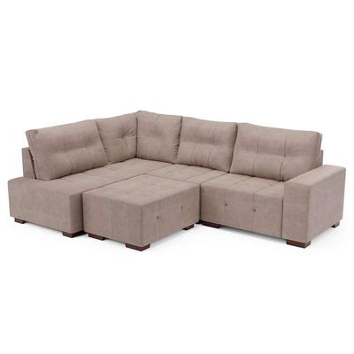 Sofá de Canto 8 Lugares Ipanema Suede Bege