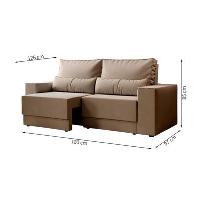 Sofá 3 Lugares Retrátil Sochi Suede Bege