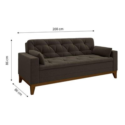 Sofá 3 Lugares Nevada Suede Marrom