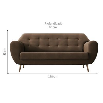 Sofá 3 Lugares Beegees Velosuede Marrom