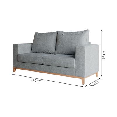 Sofá 2 Lugares Davos Base de Madeira Linho Cotton Cinza