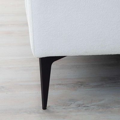 Sofá 2 Lugares com Molas Ensacadas 170 cm e Puff Unne Bouclé Off White