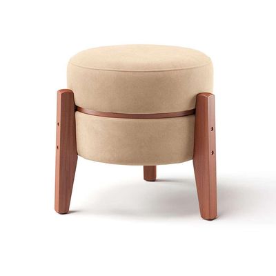 Puff Frapê Suede Bege 47 cm