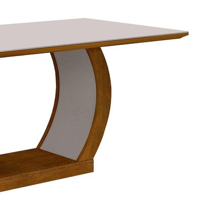 Conjunto de Mesa de Jantar com Vidro e 6 Cadeiras Maia I Suede Animalle Imbuia e Chocolate