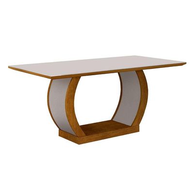 Conjunto de Mesa de Jantar com Vidro e 6 Cadeiras Maia I Suede Animalle Imbuia e Chocolate