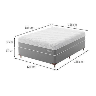 Cama Box Viúva com Colchão Sublime Mola Ensacada e Espuma Viscoelástica (32x128x188) Cinza e Branco