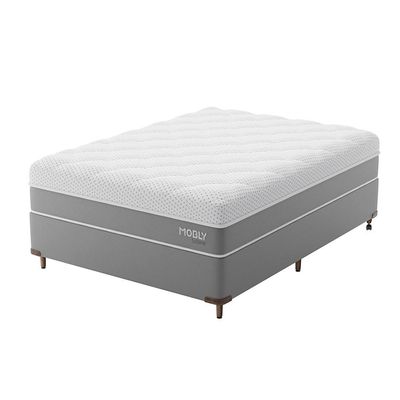 Cama Box Viúva com Colchão Sublime Mola Ensacada e Espuma Viscoelástica (32x128x188) Cinza e Branco