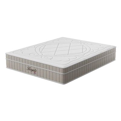 Cama Box King Royale com Colchão King Molas Ensacadas Bege e Branca