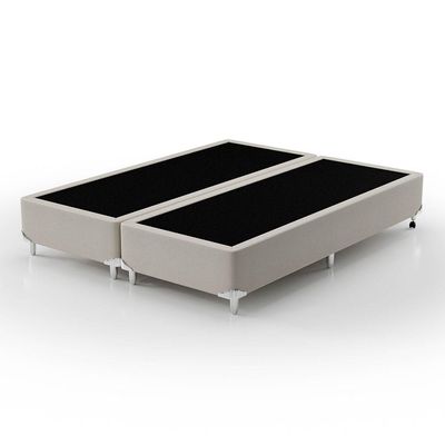 Cama Box King Royale com Colchão King Molas Ensacadas Bege e Branca