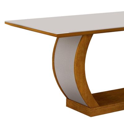 Conjunto de Mesa de Jantar com Vidro e 6 Cadeiras Maia I Suede Amassado Imbuia e Chocolate