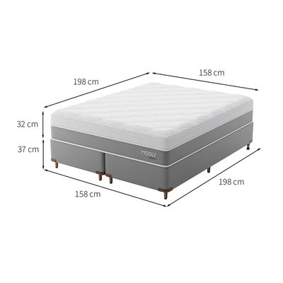Cama Box Queen com Colchão Sublime Mola Ensacada e Espuma Viscoelástica (32x158x198) Cinza e Branco