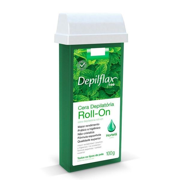 Cera Depilatória Roll-On Hortelã Depilflax 100g