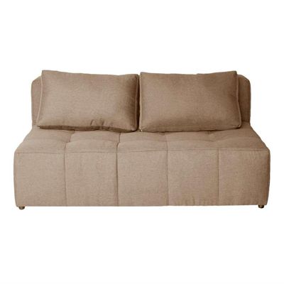 Sofá Modular 2 Lugares com Puff Soho Linho Bege