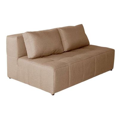 Sofá Modular 2 Lugares com Puff Soho Linho Bege