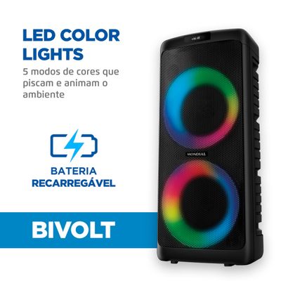 Caixa de Som Party  Box  Mondial PBX-600 Bluetooth Bivolt
