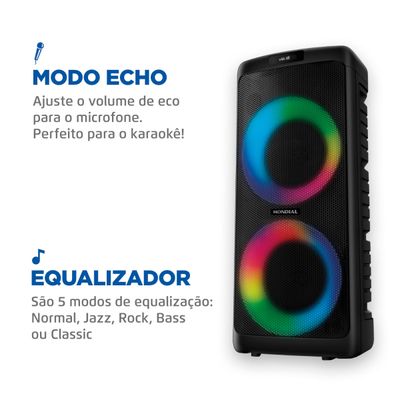 Caixa de Som Party  Box  Mondial PBX-600 Bluetooth Bivolt