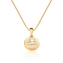 Colar De Signo Libra Com Zirconias banhado ouro semijoia