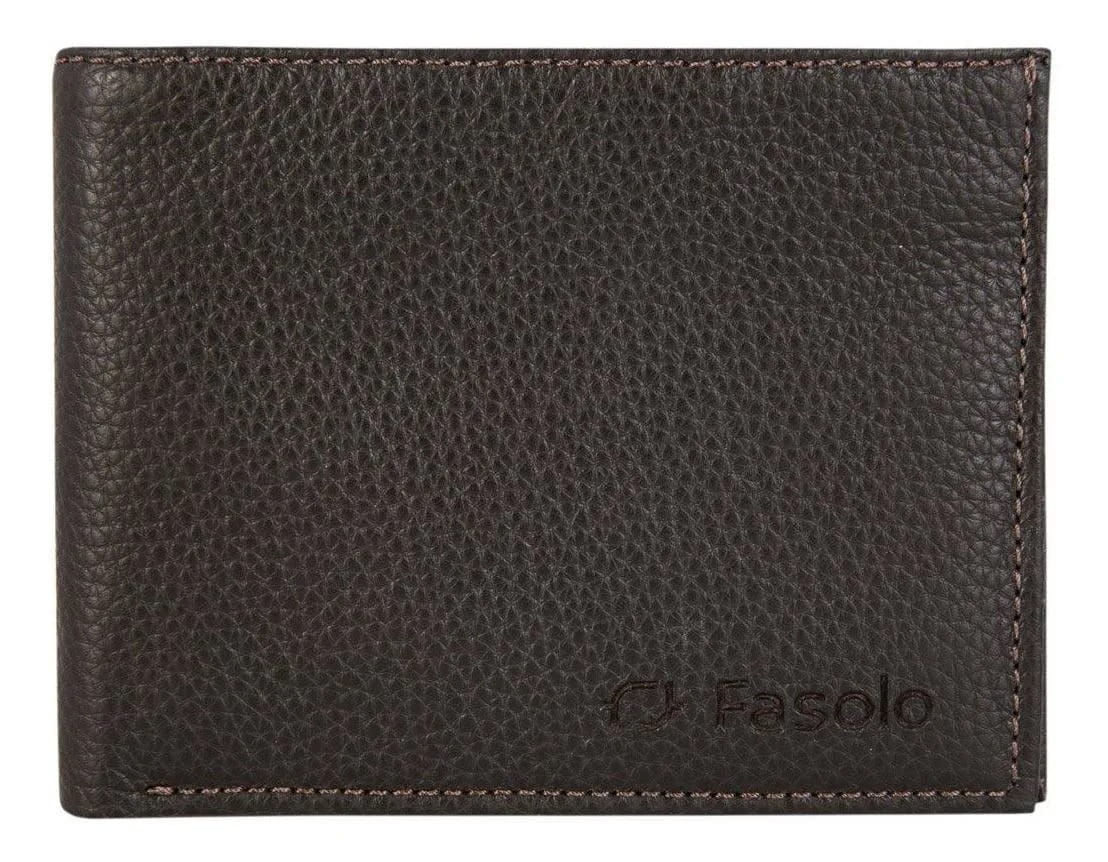CARTEIRA MASCULINA COURO FASOLO ZÍPER NA NOTA H045 MARROM Cor:Marrom;Tamanho:Único;Gênero:Homem