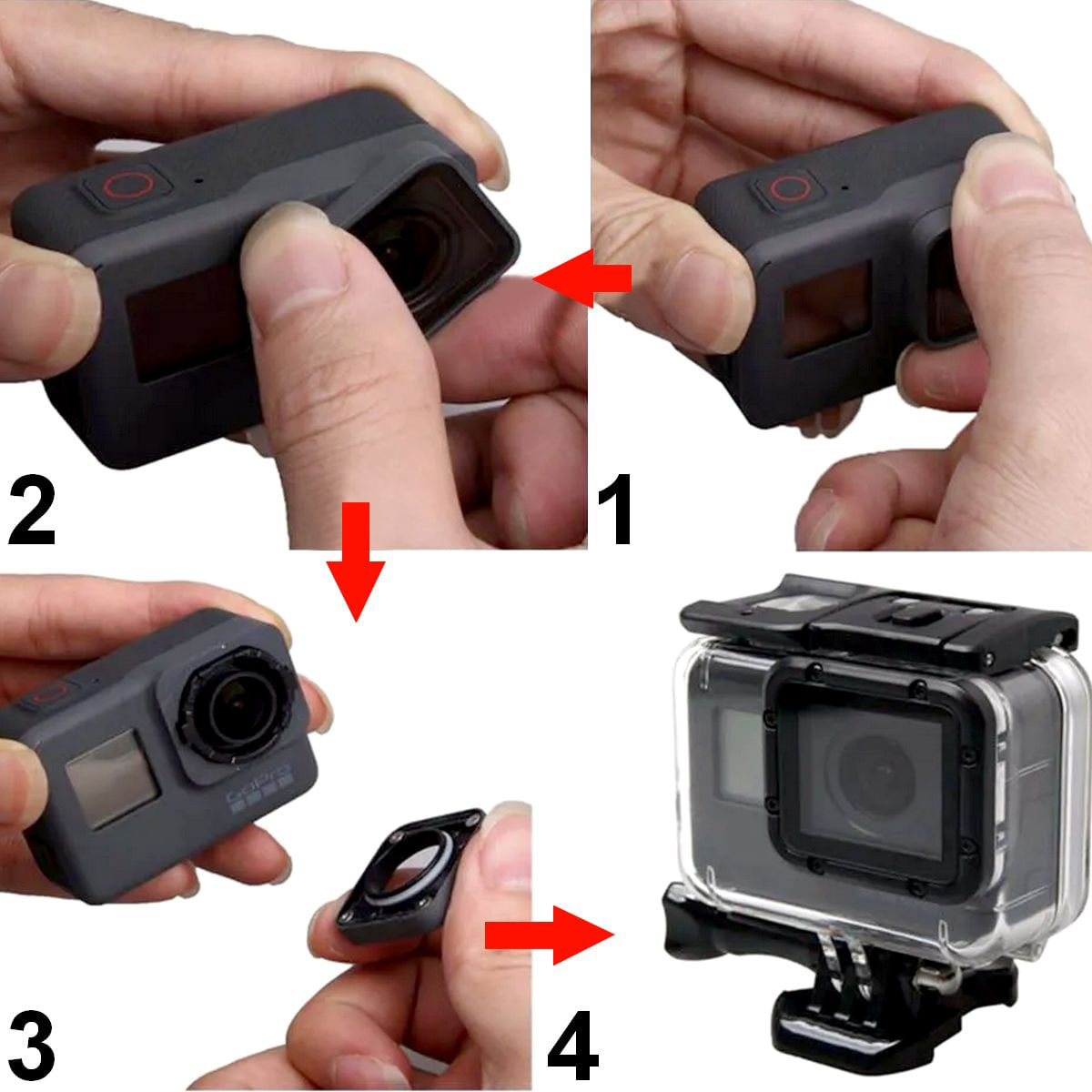 Caixa Estanque Aberta na Lateral para GoPro 5, 6 e 7 Black
