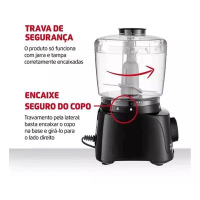 Mini Processador Turbo Pratic Mp16b 300w Preto Mondial 110V