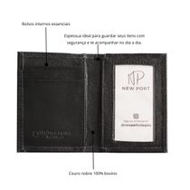 Carteira de Couro Masculina Porta Cartão Casual New Port