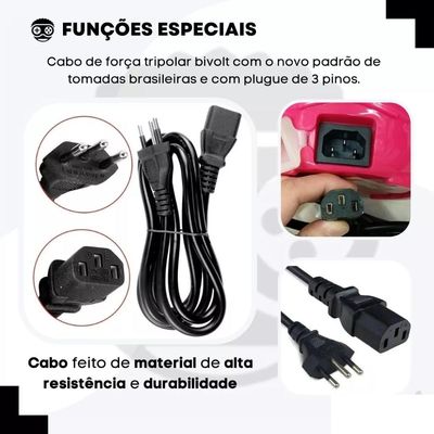 Cabo De Força Para Panela Elétrica De Arroz Mondial Britania Philco - 250V 10A