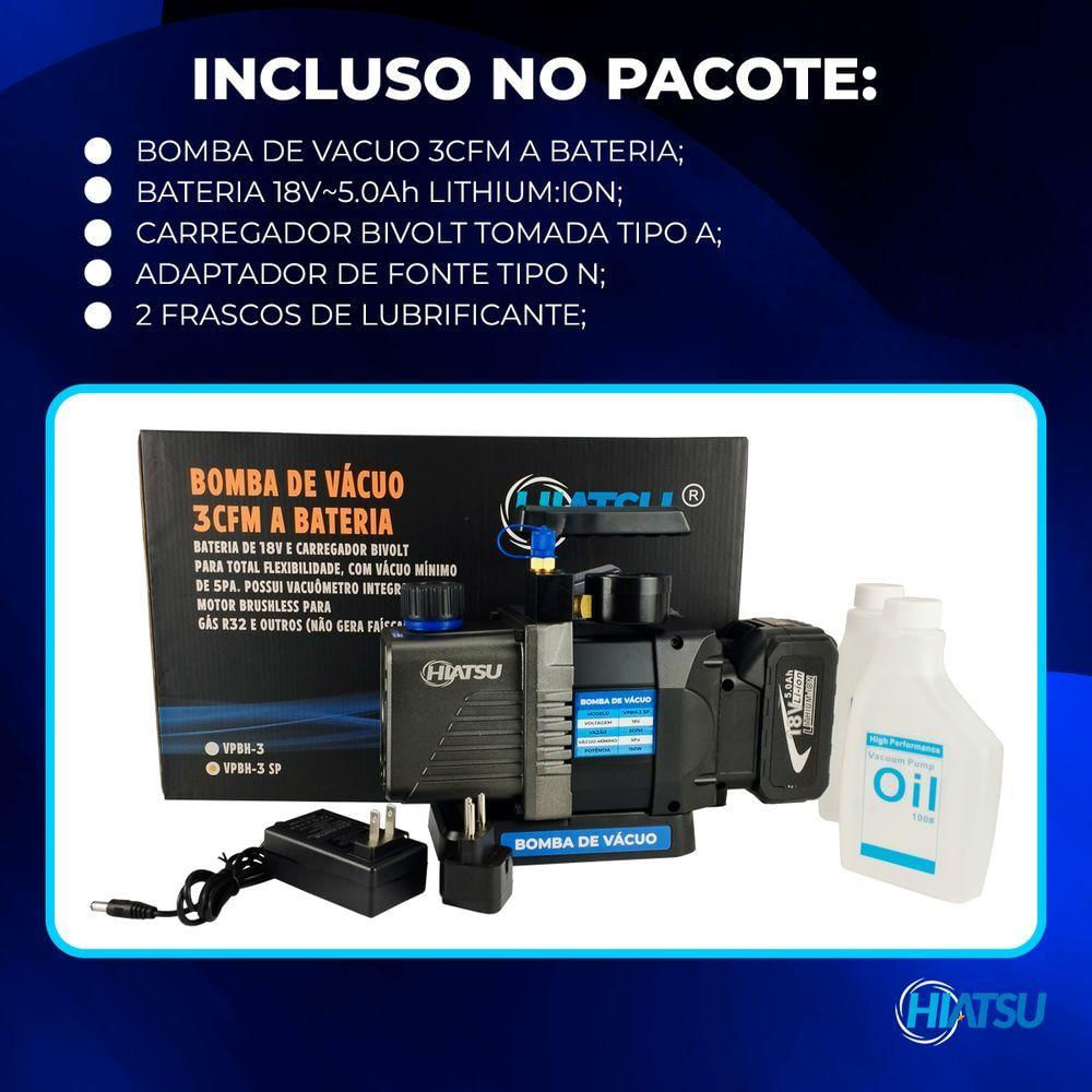 Bomba De Vacuo 3cfm A Bateria C- Vacuometro Integrado Hiatsu
