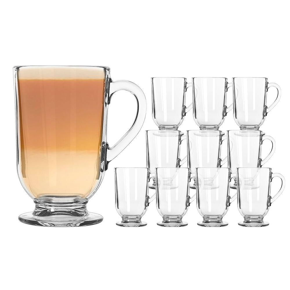 Jogo 12 Canecas De Cappuccino Vidro Berlim Taça Café Transparente 325ml Em Casa Tem