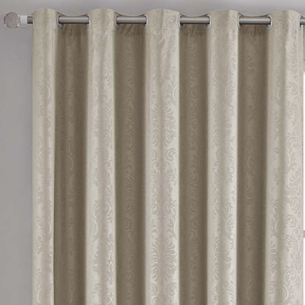 Cortina Iza Jacquard Estampado Floral 2,00x1,60m Sala Quarto Varão 2M - Bege