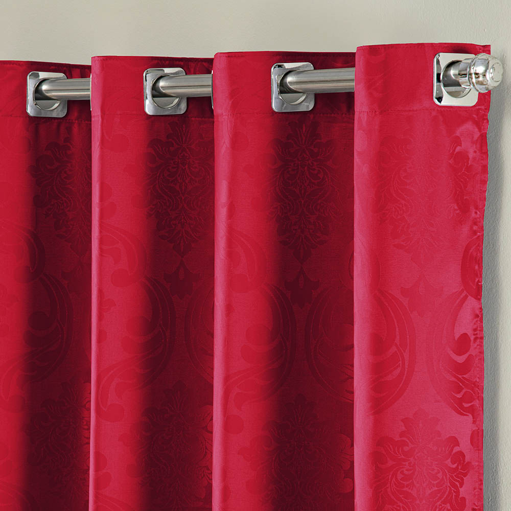 Cortina Turin Jacquard Semiblackout Floral 3,00x2,80m para Sala Quarto Varão 3M Ilhóses - Vermelho