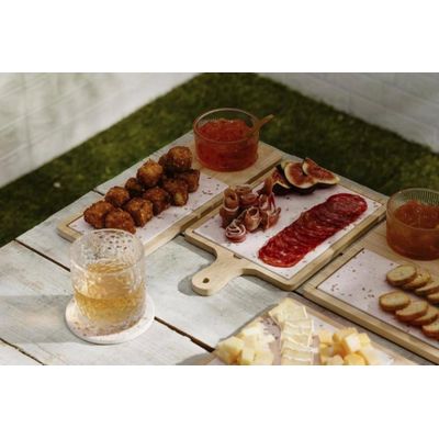 Conjunto Petisqueira Terrazo Vidro com Colher e Bandeja Lyor