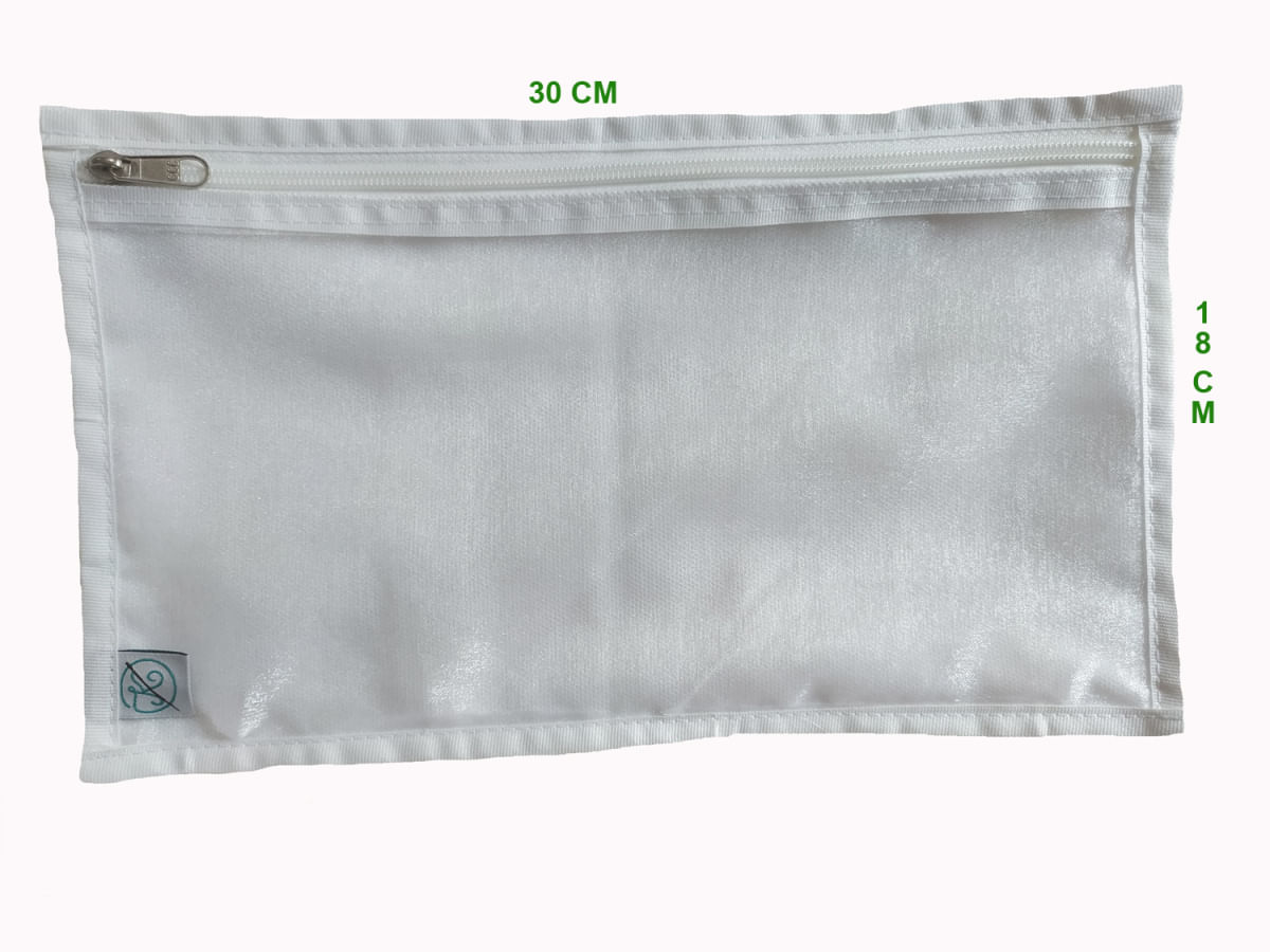 Saquinho Organizador Multiuso TNT e Organza Branco 30x20cm