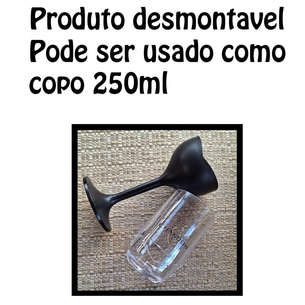 Lote Atacado Kit 6 Taças Champanhe Chandon Praia Luxo 250ml preto