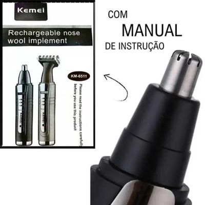 Maquina de cortar Barbeador Elétrico Aparador de pelos orelha e nariz 2 em 1 kemei km-6511 Bivolt