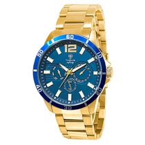 Relógio Tuguir Masculino Ref:6116c Tgi37039 Multifunção Aço Dourado