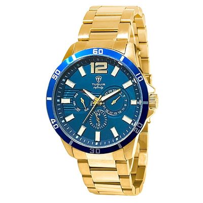 Relógio Tuguir Masculino Ref:6116c Tgi37039 Multifunção Aço Dourado
