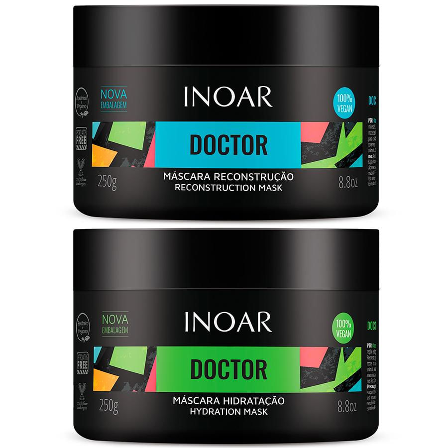 Kit Máscara Inoar Doctor Hidratação 250g + Reconstrução 250g