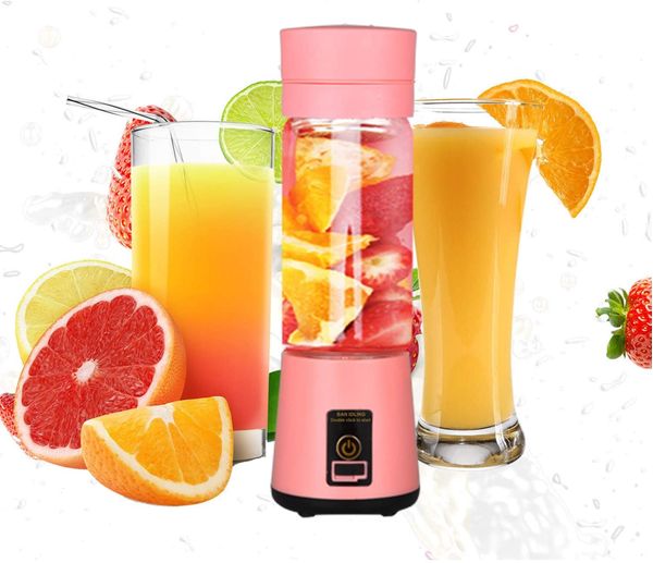 Mini Liquidificador Portátil Elétrico Recarregável USB Rosa