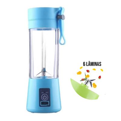 Mini Liquidificador Portatil Recarregável Vitamina Shake Usb 6 Lâminas 380ml