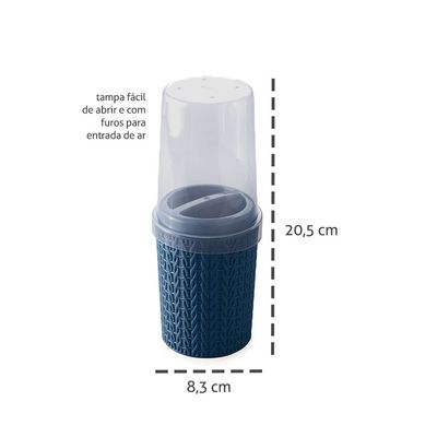 Porta Escovas Azul e Tampa Acessorio Plastico 400ml