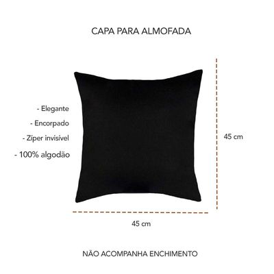 Capa Almofada para Sofa Preta Lisa Sarja Algodao 45x45cm