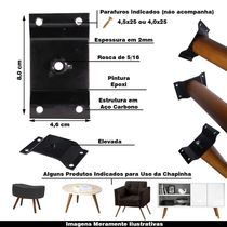 Kit 10 Chapinhas Chapa Elevada Fixação Pés Palito Rosca 5/16 Preto G59