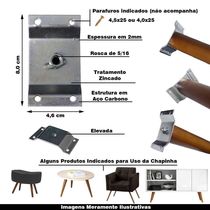 Kit 20 Chapinhas Chapa Elevada Fixação Pés Palito Rosca 5/16 Zincado G59
